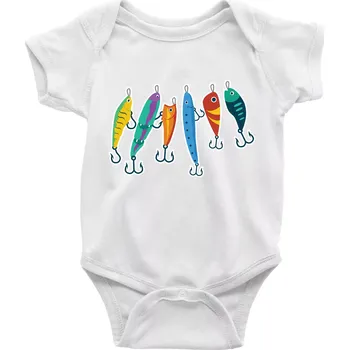 Kojenecké oblečení Rybářské návnady - Body kojenecké s krátkým rukávem - Krátký r. do 3 měs ( Bílá )