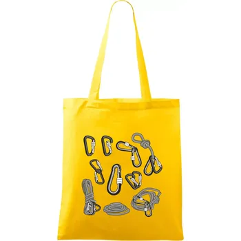 Nákupní taška Horolezecké karabiny - Taška bavlněná - 42 x 38 cm ( Žlutá )