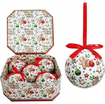 Vánoční dekorace SADA 5 VÁNOČNÍCH OZDOB CANDY V KRABIČCE DÁREK 7,5 CM