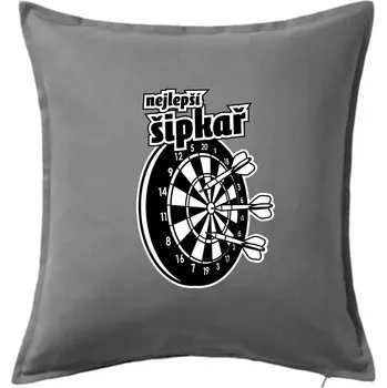 Polštář Nejlepší šipkař - Polštář 50x50 - 50x50 - Pouze potah ( Tmavě šedý melír )