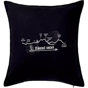 Polštář Profil Žďárské vrchy - Polštář 50x50 - 50x50 - Pouze potah ( Černá )