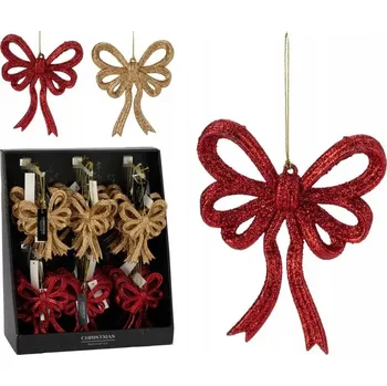 Vánoční dekorace Brokátová vánoční mašle na stromeček - červená a zlatá