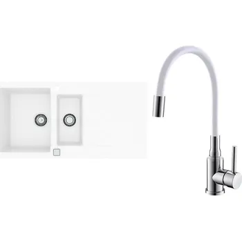 Granitový dřez Set Alveus (dřez Cadit 80 White 11 + baterie Mintas Bílá/Chrom) SETA25152