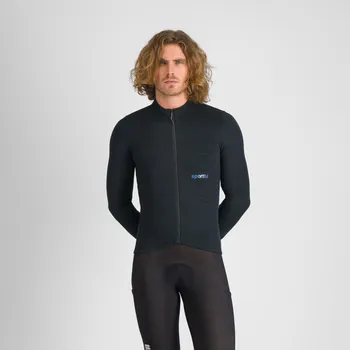 cyklistický dres SPORTFUL Cyklistický dres s dlouhým rukávem zimní - SUPERGIARA WOOL - černá XL