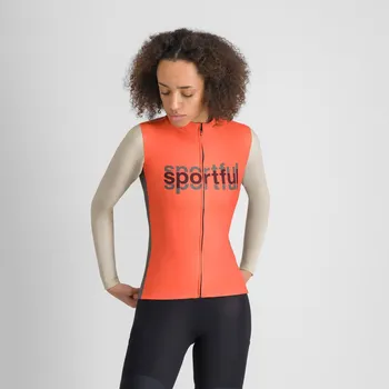 cyklistický dres SPORTFUL Cyklistický dres s dlouhým rukávem zimní - SUPERGIARA LOGO THERMAL W - oranžová/šedá S