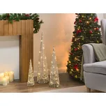 Vnitřní LED dekorace bílá sada 3 vánočních stromků vánoční dekorace se světly Beliani