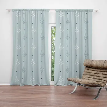 Závěs Sablio Závěs Modré a bílé lístky: 2ks 140x250cm