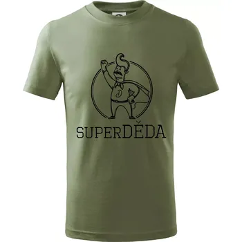 Superhrdina děda - Tričko dětské bavlněné - 104-110cm / 3-4 roky ( Khaki )