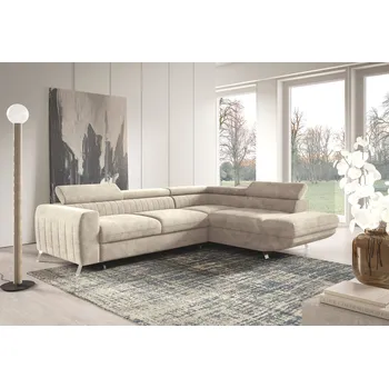 Sedací souprava Rohová sedací souprava Amalfi – světle béžová, rozkládací s úložným prostorem