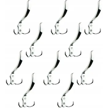 Věšák 10 x Stříbrný kovový koupelnový věšák, robustní držák na ručníky