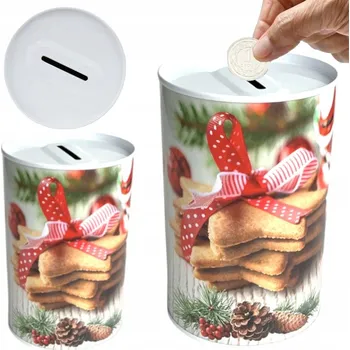 Pokladnička KOVová pokladnička na peníze, bankovky, vánoční DÁREK k Vánocům