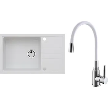 Granitový dřez Set Alveus (dřez Intermezzo 130 White 11 + baterie Mintas Bílá/Chrom) SETA25215
