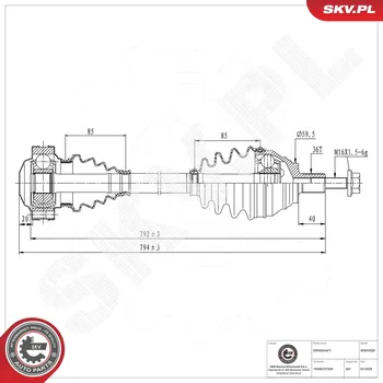 Hřídel nápravy Hnací hřídel ESEN SKV 40SKV028
