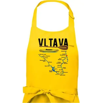 Kuchyňská zástěra Mapa řeky Vltavy - Dámská zástěra na vaření - Univerzální velikost ( Žlutá )