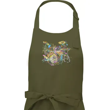 Kuchyňská zástěra Bicí barevné splash - Pánská zástěra na vaření - Univerzální velikost ( Khaki )