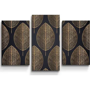Obraz Sablio Obraz - 3-dílný Zlaté listy - 75x50 cm