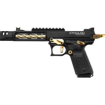 Airsoftová zbraň Lancer Tactical Airsoftová pistole Tandemkross CTHULHU GBB s přepravním boxem - černá/zlatá