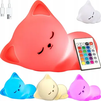 Lampička Noční lampa pro děti LED KOČKA měkká SILIKONOVÁ barevné světlo KOČKA