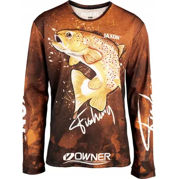 Pánské oblečení TRIČKO JAXON DLOUHÝ RUKÁV HNĚDÉ PSTRUH M