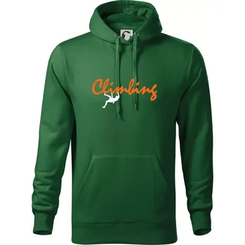Pánská mikina Climbing psací text - Mikina pánská Cape s kapucí - 5XL ( Lahvově zelená )