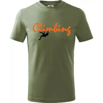 Climbing psací text - Tričko dětské bavlněné - 122 cm/6 let ( Khaki )