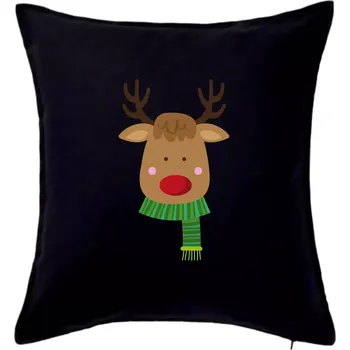 Polštář Jelen se šálou - Polštář 50x50 - 50x50 - Pouze potah ( Černá )