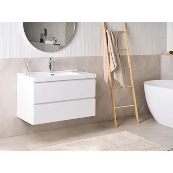 Koupelnový nábytek Nástěnná koupelnová skříňka s umyvadlem 90 x 50 cm se 2 zásuvkami Beliani