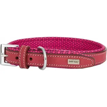 Obojek pro psa Barry King Kožený obojek, M 51 cm/20 mm, tmavě růžový