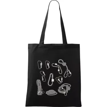 Nákupní taška Horolezecké karabiny - Taška bavlněná - 42 x 38 cm ( Černá )