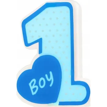 Dortová svíčka NAROZENINOVÁ SVÍČKA NA DORT ROČEK MODRÁ ČÍSLICE 1