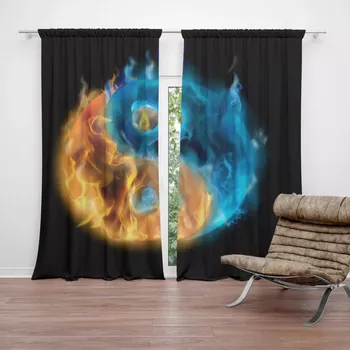 Závěs Sablio Závěs Ohnivé jin a jang: 2ks 140x250cm