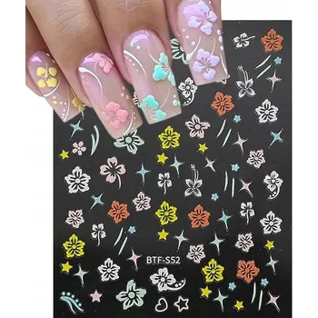 samolepka Samolepky 3D ozdoby na nehty, samolepicí, barevné kytičky S131