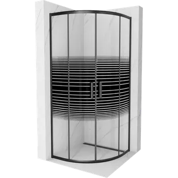 Mexen Rio půlkruhová sprchová kabina 80 x 80 cm, černé pruhy, černá - 863-080-080-70-20 Sprchové kouty