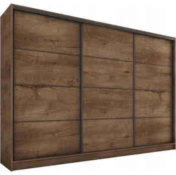 Šatní skříň Šatní skříň HARAZIA 250 bez zrcadla, se 4 šuplíky a 2 tyčemi, dub lefkas