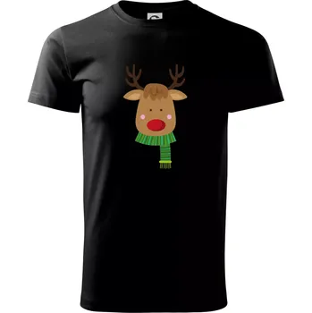 Pánské tričko Jelen se šálou - Klasické pánské triko vyšší gramáže - L ( Černá )