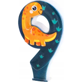 Dortová svíčka SVÍČKA NA DORT DINOSAURUS ČÍSLICE 9, NAROZENINY