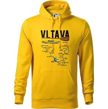 Pánská mikina Mapa řeky Vltavy - Mikina pánská Cape s kapucí - M ( Žlutá )