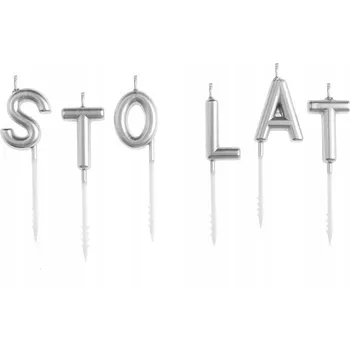 Dortová svíčka NAROZENINOVÉ SVÍČKY NA DORT NÁPIS STO LET STŘÍBRNÉ