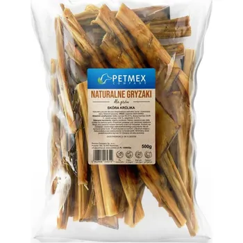 Pamlsek pro psa PETMEX KRÁLIČÍ KŮŽE PŘÍRODNÍ KOUSÁTKO PRO PSA 500G