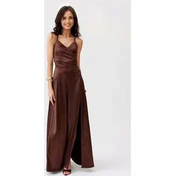 Dámské šaty Roco Fashion Večerní šaty Serena Hnědá Slim Fit 42