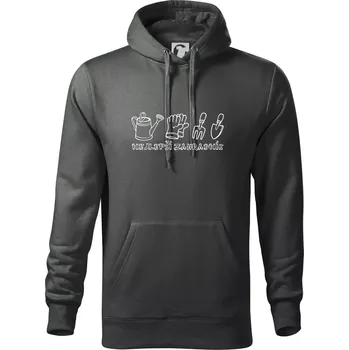 Pánská mikina Nejlepší zahradník - Mikina pánská Cape s kapucí - S ( Tmavá břidlice (šedá se zeleným nádechem) )