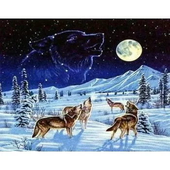 Obraz Diamantová mozaika Vlci, souhvězdí 1005266