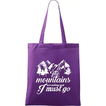 Nákupní taška The mountains are calling and i must go - Taška bavlněná - 42 x 38 cm ( Fialová )