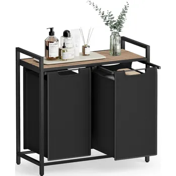 Koš na prádlo Koš na prádlo Vasagle Ovules camel hnědý/černý