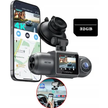 IP kamera PROFESIONÁLNÍ AUTOKAMERA 4K WIFI GPS SE ZADNÍ KAMEROU A 32GB SD KARTOU