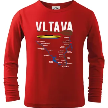 Chlapecké tričko Mapa řeky Vltavy - Triko dětské Long Sleeve - 122 cm/6 let ( Červená )