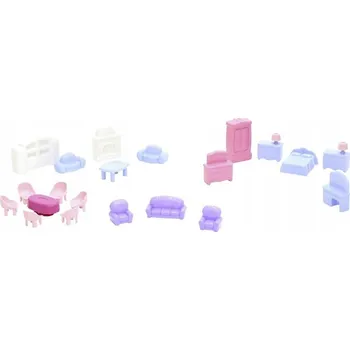 Doplněk pro panenku NÁBYTEK do DOMEČKU pro panenky skříň křesla stůl 21 ks