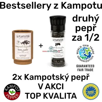 Koření Kampotský pepř fermentovaný 50g tubus + černý v mlýnku ZA POLOVIC
