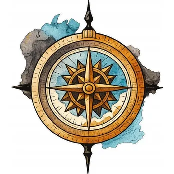 Samolepicí dekorace na vozidlo NÁLEPKA na Auto | VĚTRNÁ RŮŽICE KOMPAS CAMPER MAPA SMĚRY 10x12cm