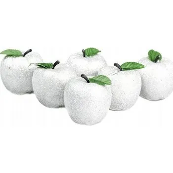 Obraz JABLÍČKA OVOCE NA DEKORACI OZDOBY NA STROMEČEK vánoční svátky 6 ks stříbrná